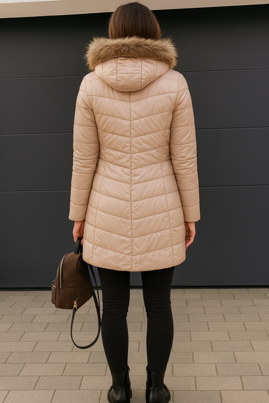 EB | Damen Warme Daunenjacke mit Pelzkragen für Frauen