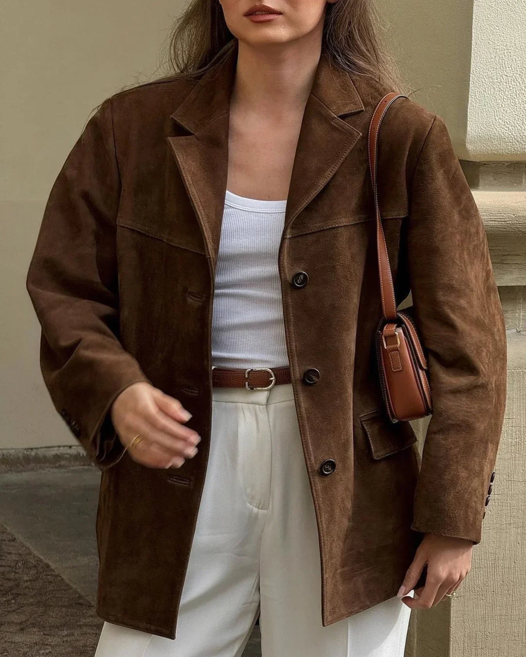 EB | Braune Wildlederjacke Zeitlos und Elegant Perfekt für Übergangszeiten