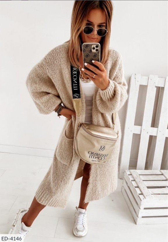 EB | langer Cardigan mit Taschen