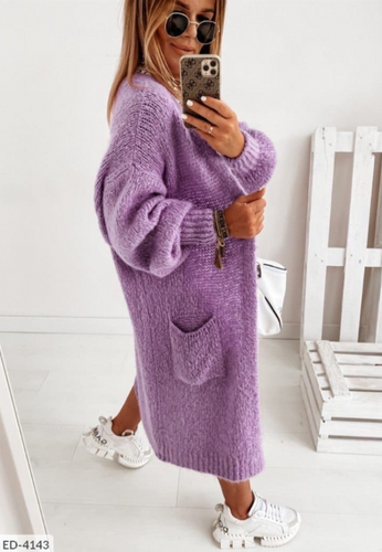 EB | Langes Strickkleid mit Taschen