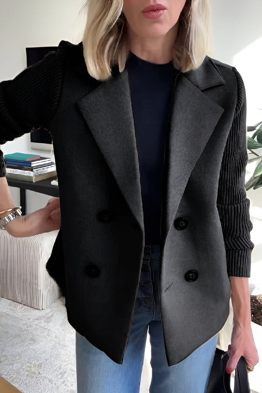 EB | Damen Blazer aus veganer Wolle mit gestrickten Ärmeln