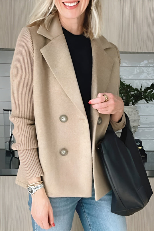 EB | Damen Blazer aus veganer Wolle mit gestrickten Ärmeln