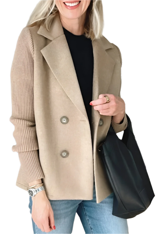 EB | Damen Blazer aus veganer Wolle mit gestrickten Ärmeln
