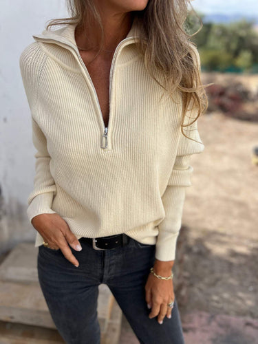 EB | Einfarbiges Sweatshirt mit Kragen und Langen Ärmeln