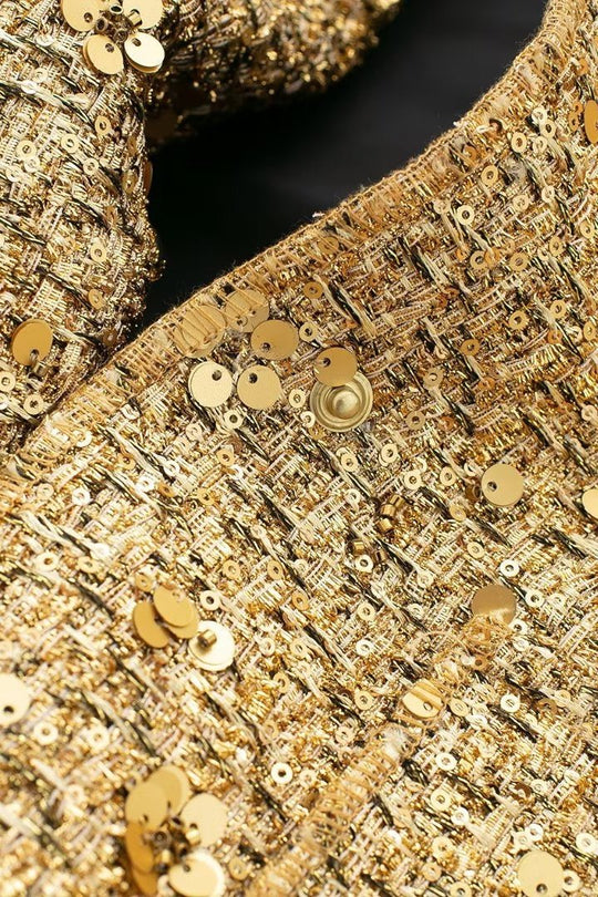 EB | Kragen Metallic Pailletten Jacke