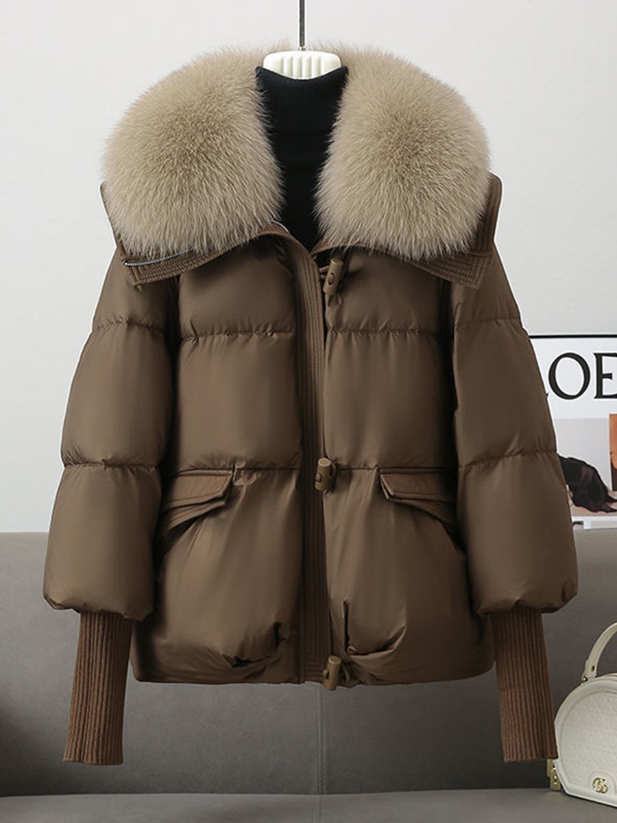 EB | oversized Daunenjacke - luxuriöser Plüsch-Fellkragen und warme gepolsterte Jacke