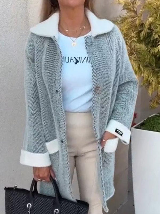 EB | Gemusterte Jacke mit Kontrastdetails Moderner Schnitt Eleganter Look
