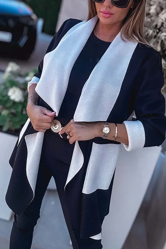 EB | Offene Strickjacke mit Kontrastkante Elegant und Modern Leichter Komfort