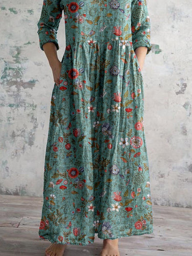 EB | V-Ausschnitt Blumen Kleid