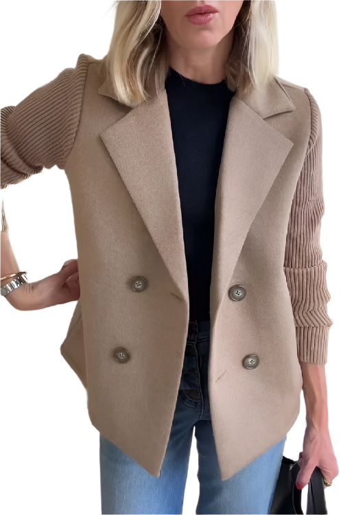 EB | Damen Blazer aus veganer Wolle mit gestrickten Ärmeln