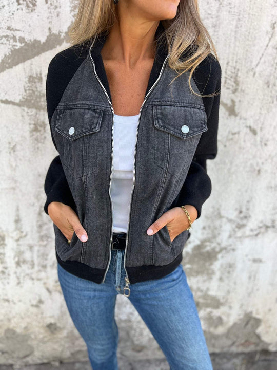 EB | Lässige Denim- und Sherpa-jacke Denim/sherpa Lässig, Warm