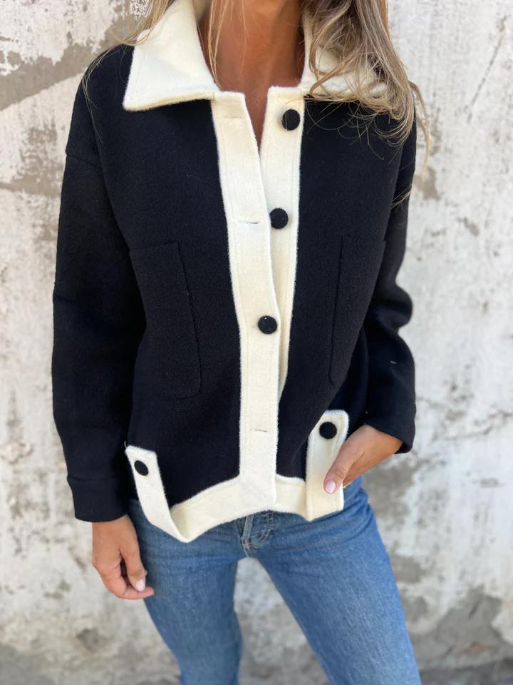 EB | Kurze Jacke mit Kontrastkanten Moderner Schnitt Zeitloses Design