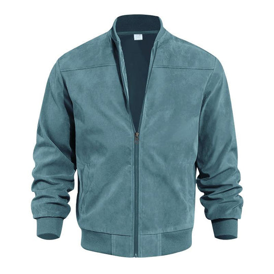 EB | Leichte Übergangsjacke für Männer im Wildleder-Look mit Stehkragen