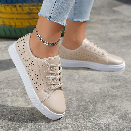 Beige Schnürsneaker EB