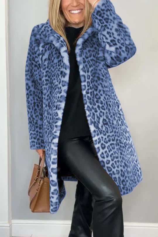 EB | Klassischer Damen-Wintermantel mit Leopardenmuster