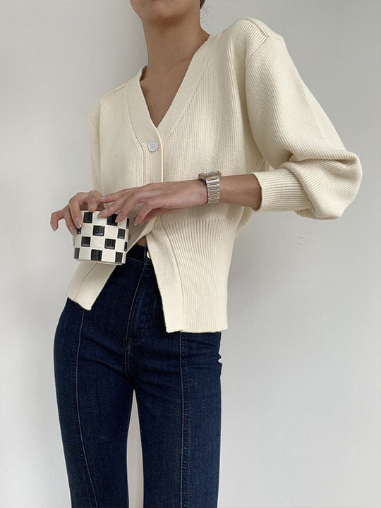 EB | Strickjacke - V-Ausschnitt Innenbund Strickjacke