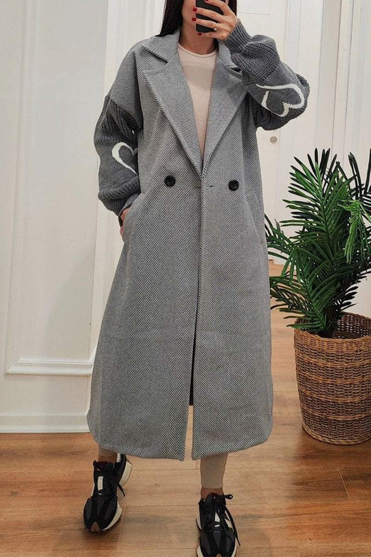 EB | Lange Jacke mit Strickärmel Elegant und Warm Einzigartiges Design