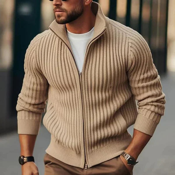 EB | Herren - Strickjacke mit Stehkragen und Reissverschluss