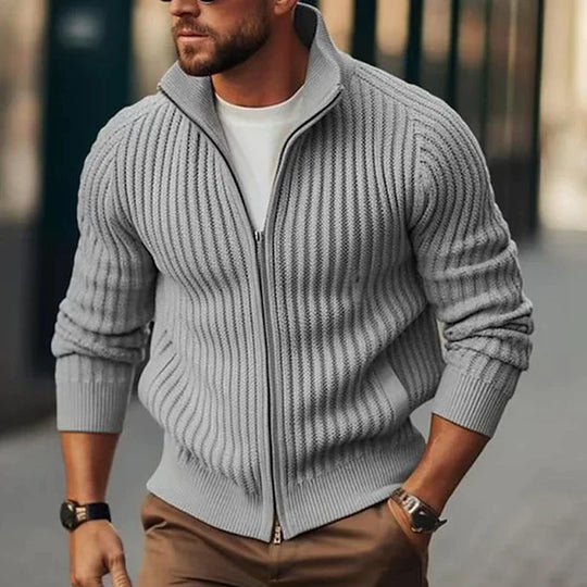 EB | Herren - Strickjacke mit Stehkragen und Reissverschluss