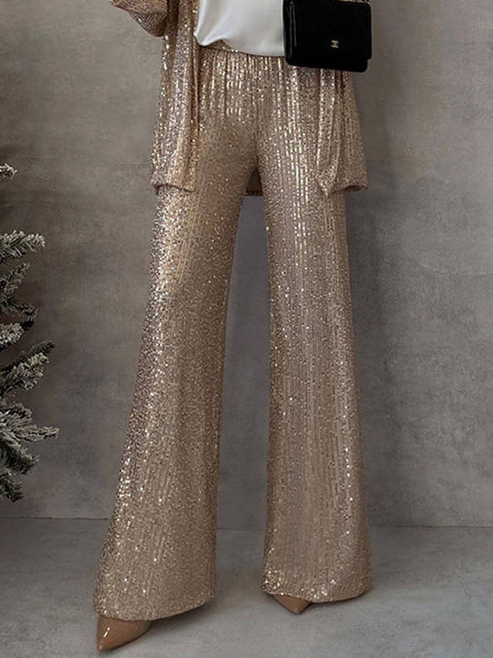 Damen Glitzerndes Blazeranzug mit weitem Bein und schimmernden Pailletten EB