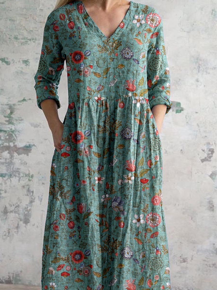 EB | V-Ausschnitt Blumen Kleid