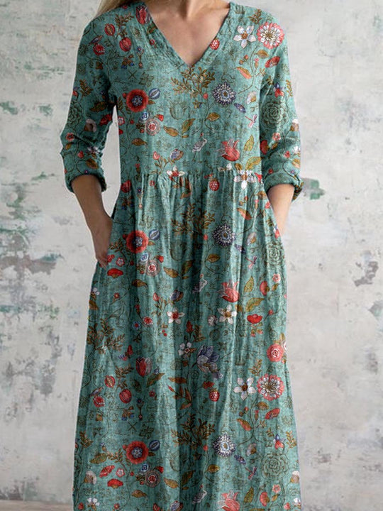 EB | V-Ausschnitt Blumen Kleid