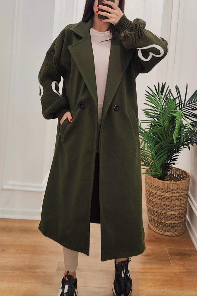 EB | Lange Jacke mit Strickärmel Elegant und Warm Einzigartiges Design