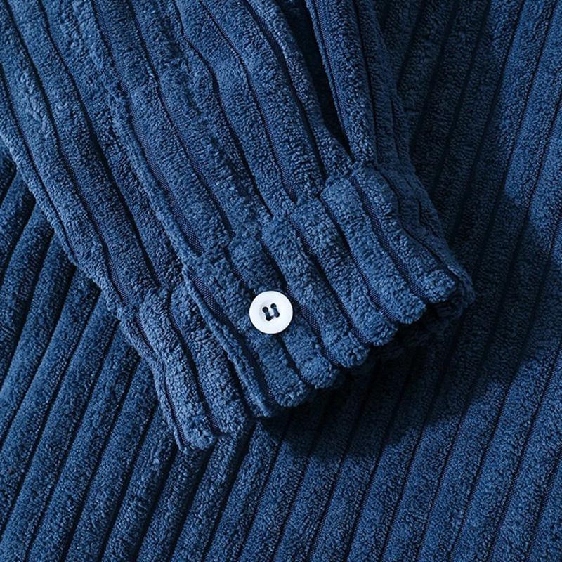 EB - Stilvolles Dunkelblaues Lässiges Corduroy Herbst Overshirt für Männer