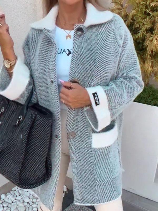EB | Gemusterte Jacke mit Kontrastdetails Moderner Schnitt Eleganter Look