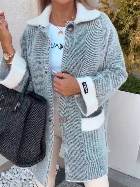 EB | Gemusterte Jacke mit Kontrastdetails Moderner Schnitt Eleganter Look