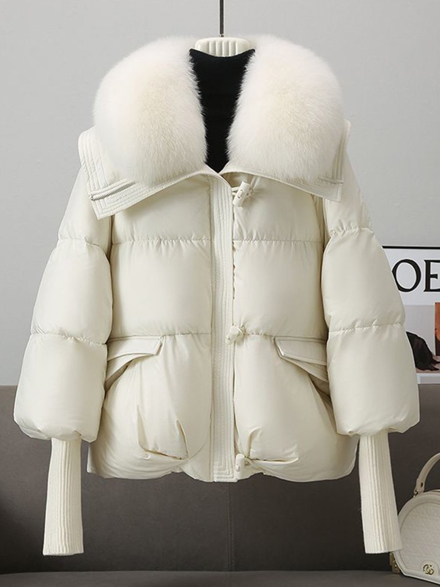 EB | oversized Daunenjacke - luxuriöser Plüsch-Fellkragen und warme gepolsterte Jacke