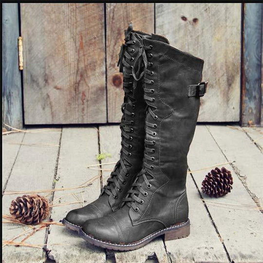Knöchelhohe Leder-Stiefel für Frauen mit Schnürung und orthopädischem Komfort – Soraya EB