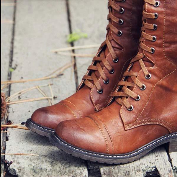Knöchelhohe Leder-Stiefel für Frauen mit Schnürung und orthopädischem Komfort – Soraya EB