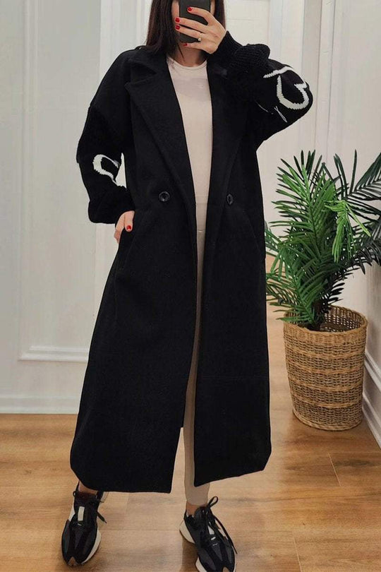 EB | Lange Jacke mit Strickärmel Elegant und Warm Einzigartiges Design