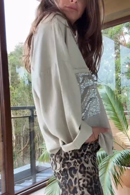 EB | Shirtjacke mit Pailletten-details Lässige Passform Modernes Statement
