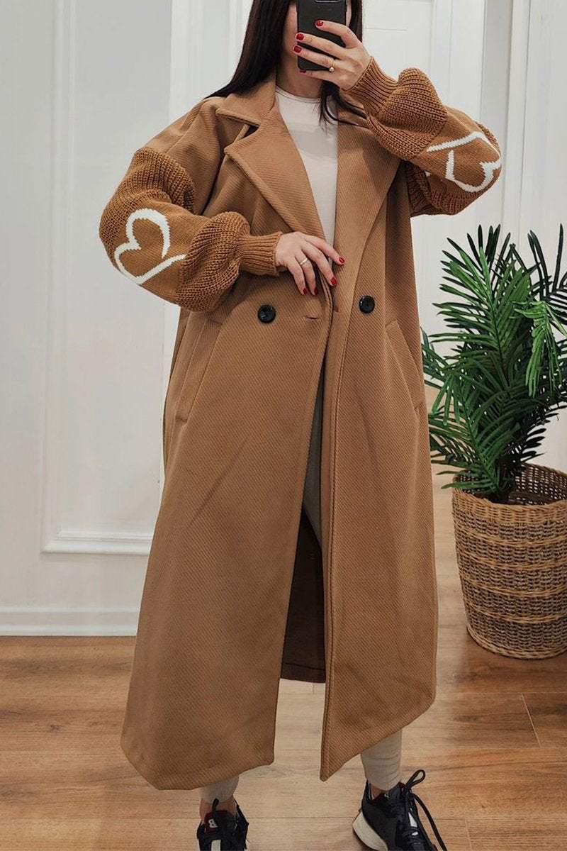 EB | Lange Jacke mit Strickärmel Elegant und Warm Einzigartiges Design