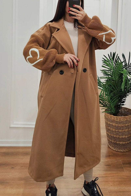 EB | Lange Jacke mit Strickärmel Elegant und Warm Einzigartiges Design