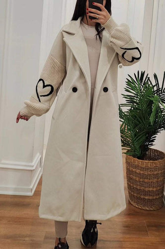 EB | Lange Jacke mit Strickärmel Elegant und Warm Einzigartiges Design