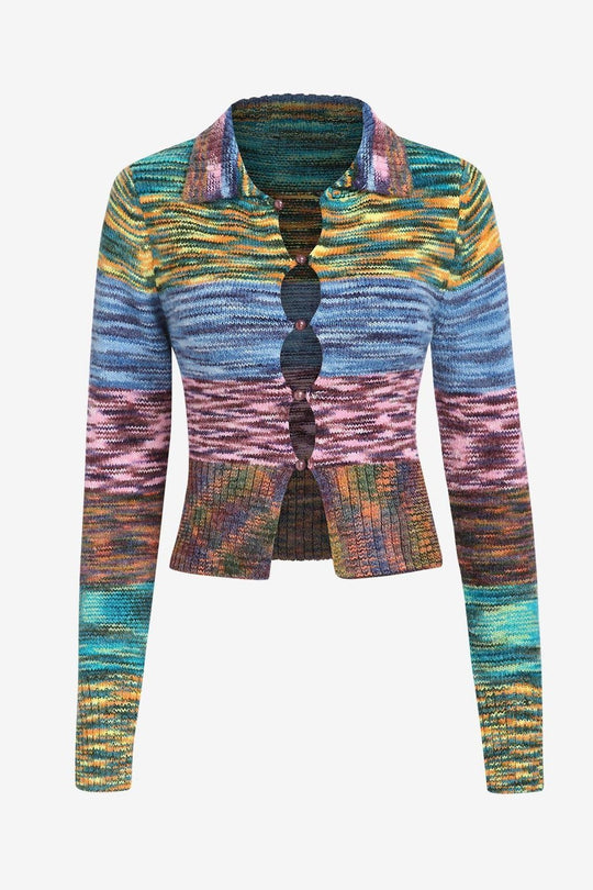 EB | Strickcardigan Mehrfarbig Wollmischung Kreativ und Zeitlos