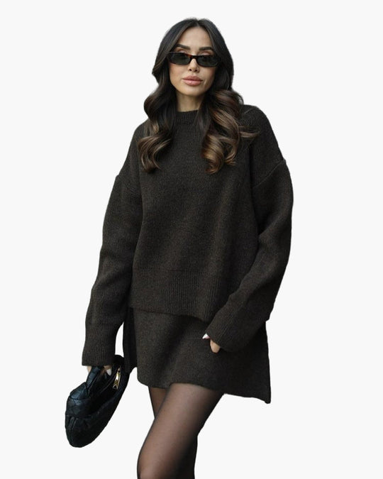 EB | Strickset mit Pullover und Minirock - Modischer Herbst Winter Look, Lässig & Elegant