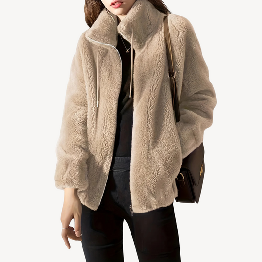 EB | Damen Kunstpelz Zip-Up Jacke