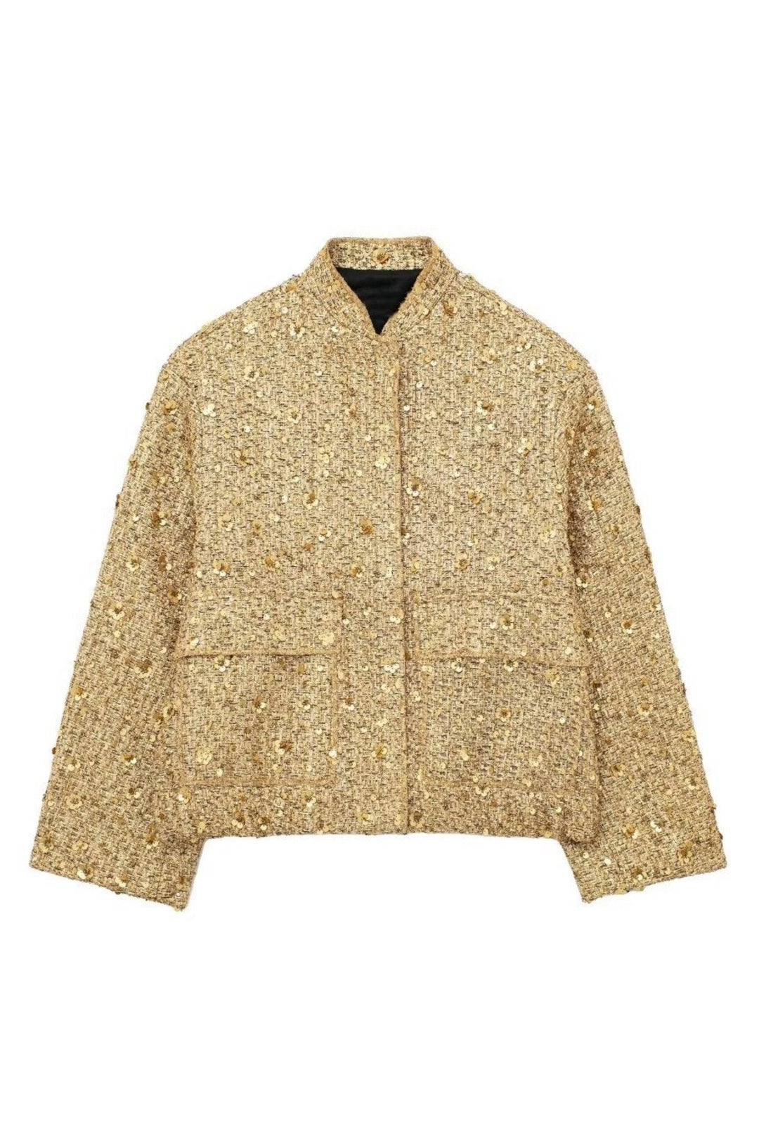 EB | Kragen Metallic Pailletten Jacke
