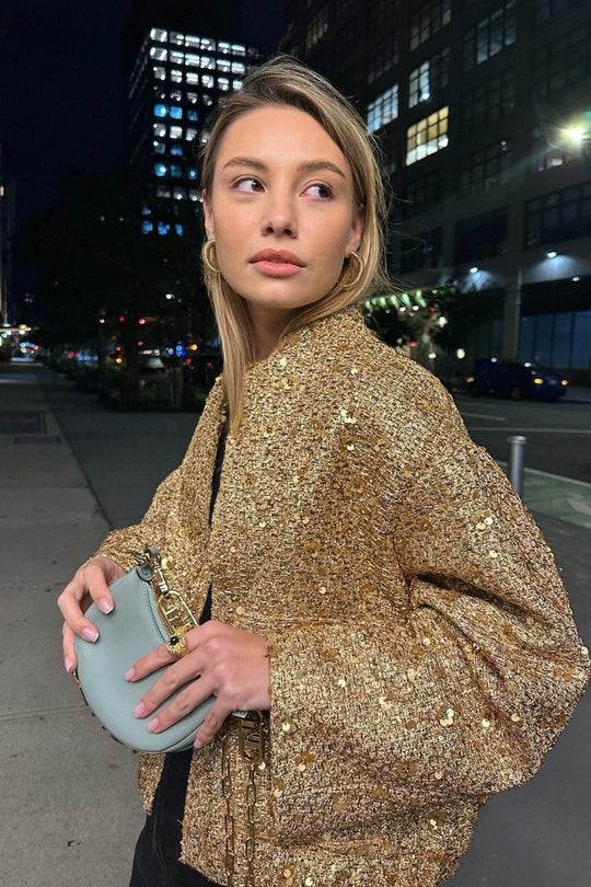 EB | Kragen Metallic Pailletten Jacke