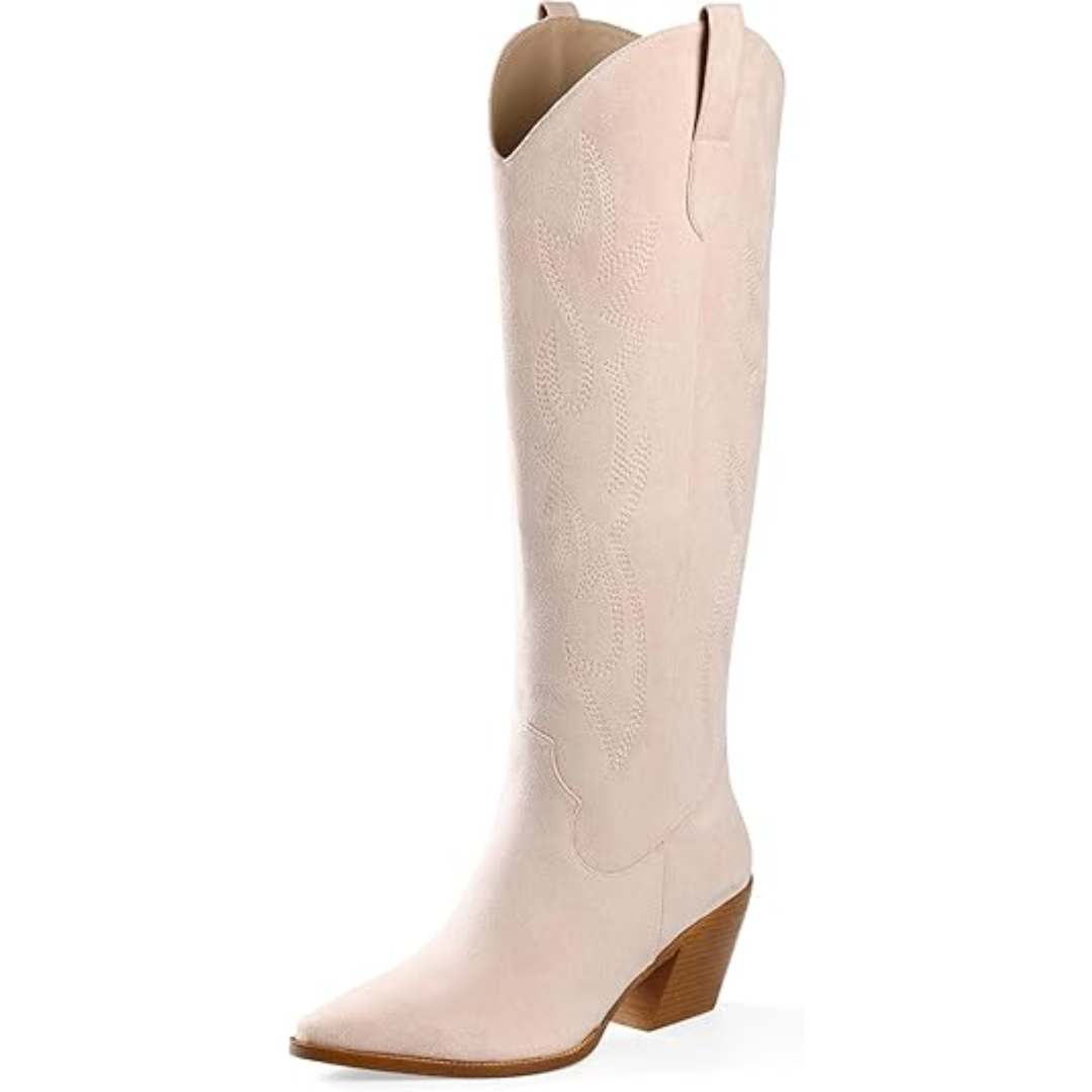 EB | Knielange bestickte Wildleder- und Kunstleder-Cowboystiefel