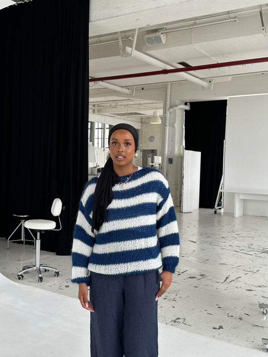 EB | Geflochtene und Gestreifte Oversized Damenpullover