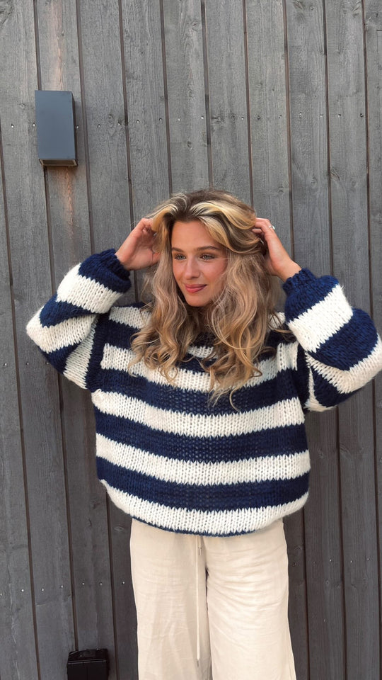 EB | Geflochtene und Gestreifte Oversized Damenpullover