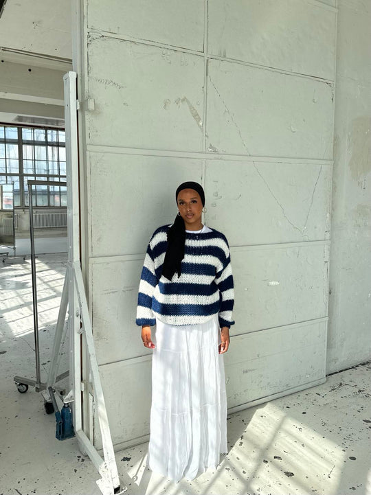 EB | Geflochtene und Gestreifte Oversized Damenpullover