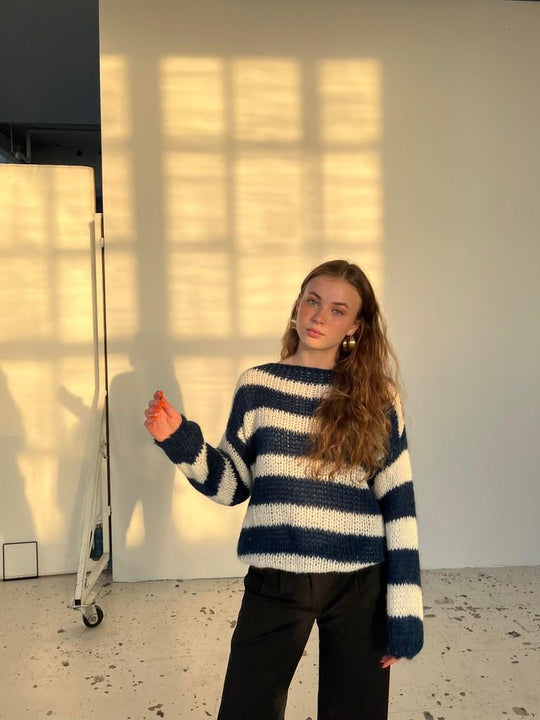 EB | Geflochtene und Gestreifte Oversized Damenpullover