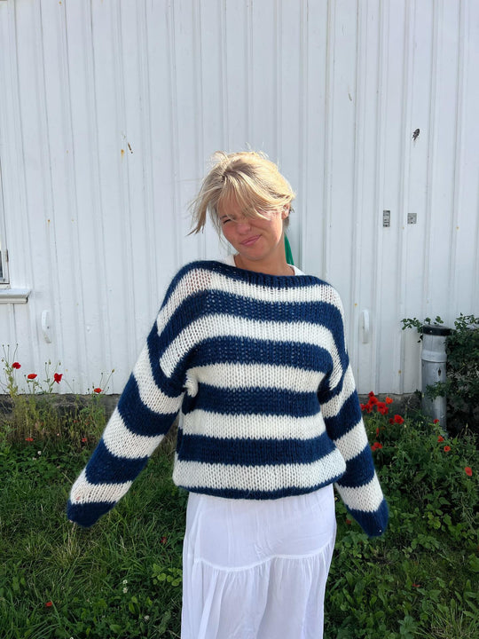 EB | Geflochtene und Gestreifte Oversized Damenpullover