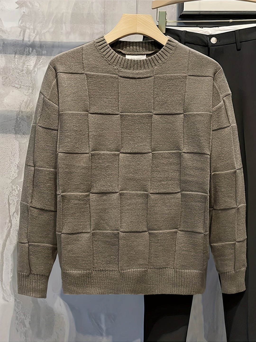 EB | Gestrickter Rundhalsausschnitt Pullover mit Stretch
